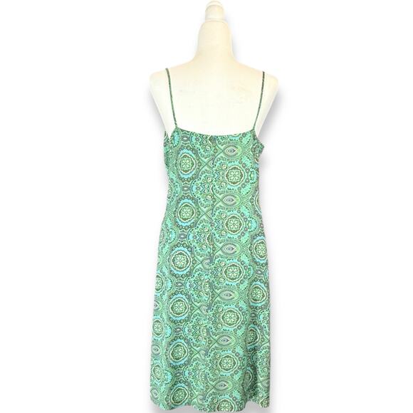 Y2K Babydoll Vintage Blue Green Medallion Phoebe Buffay Midi Slip 90s Dress L/XL - Picture 3 of 6